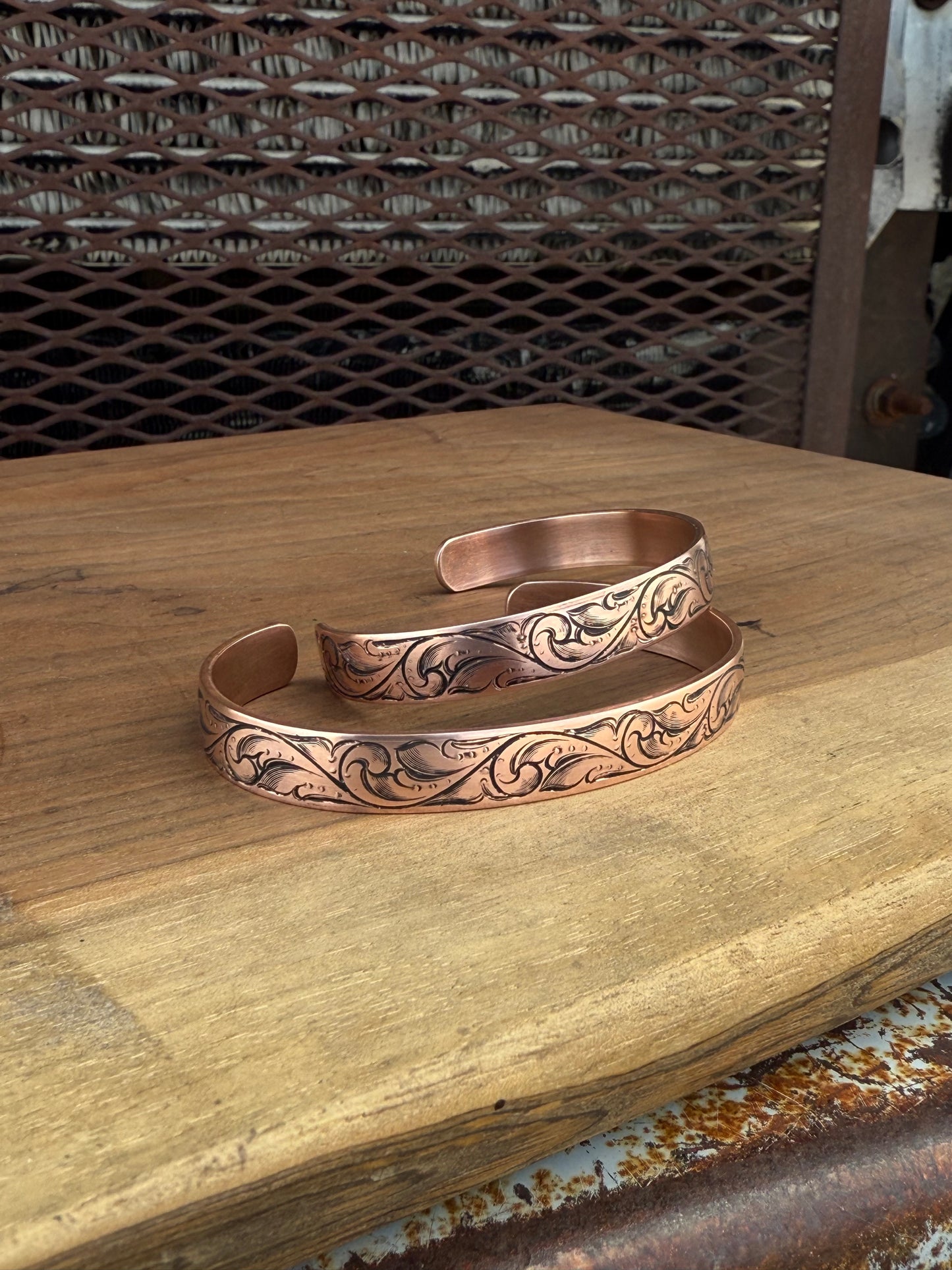 Made to order engraved copper bracelet