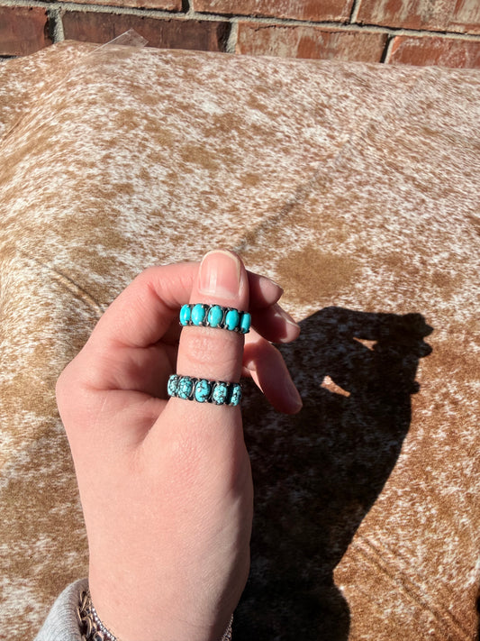 Animas Ring - Genuine Turquoise, Sterling Silver 5 Stone Ring Size 7 | Boles Silver