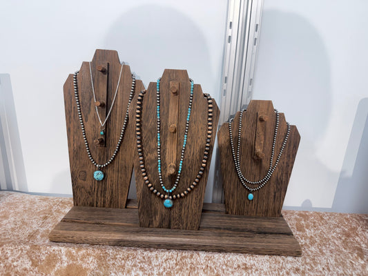 The Bosque Sterling Silver Pearl Necklace with Genuine Turquoise Pendant