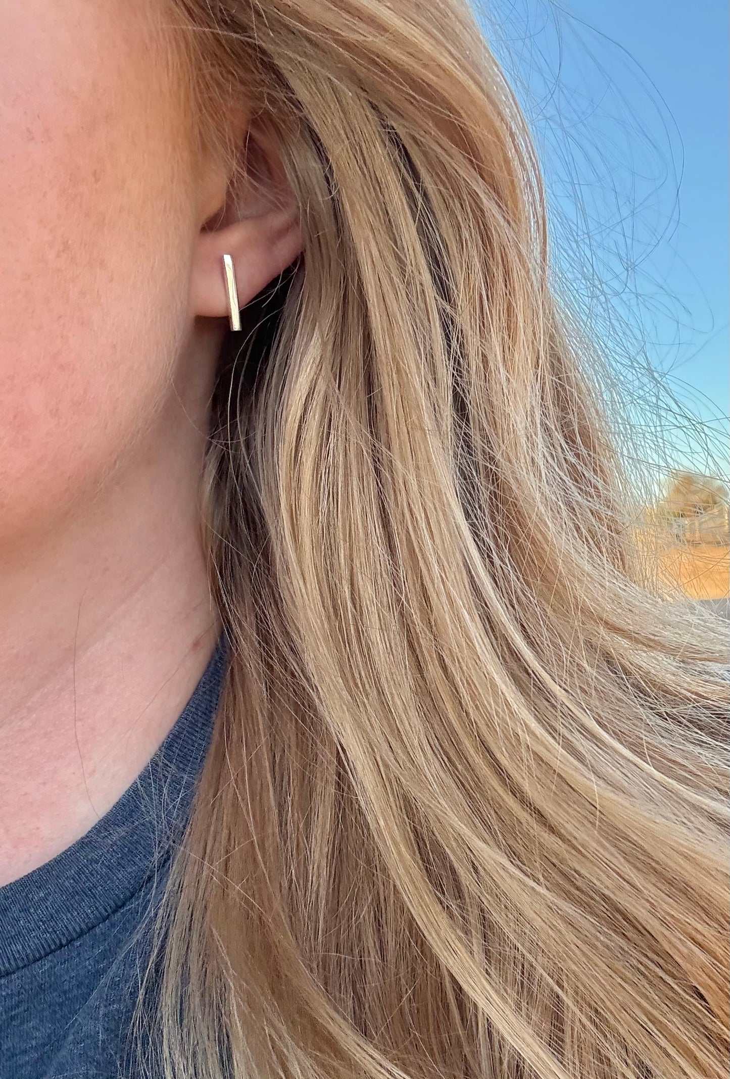 Sterling Silver Bar Earrings – Everyday Wear Earring