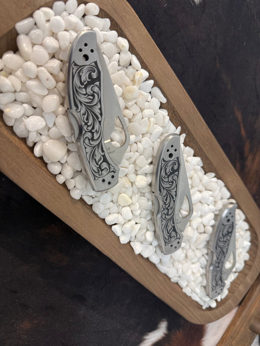 Deep Relief Engraved Pocket Knife | Ready to Ship