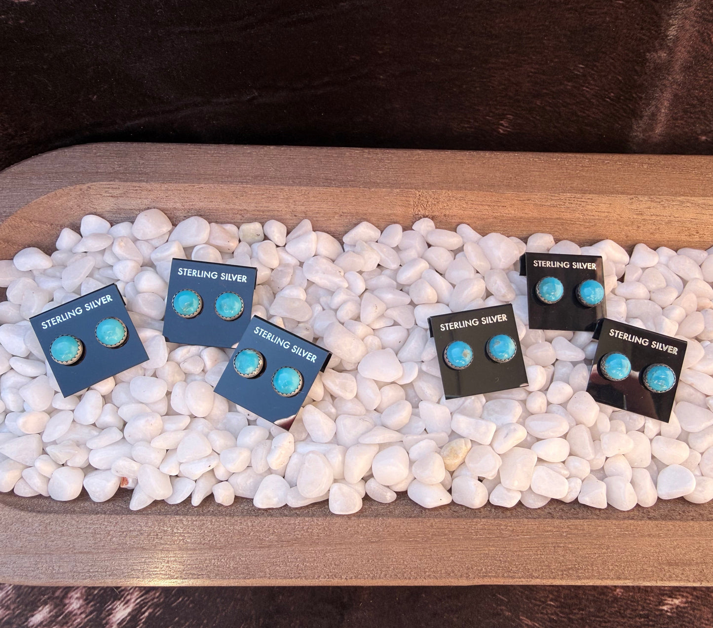 Round Kingman Turquoise Stud Earrings