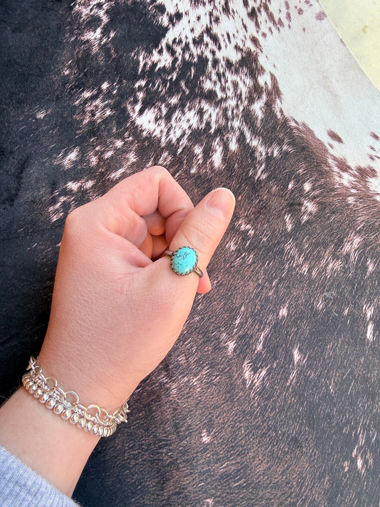 The Joli Ring - Handmade Sterling Silver Kingman Turquoise Oval Ring | Size 7