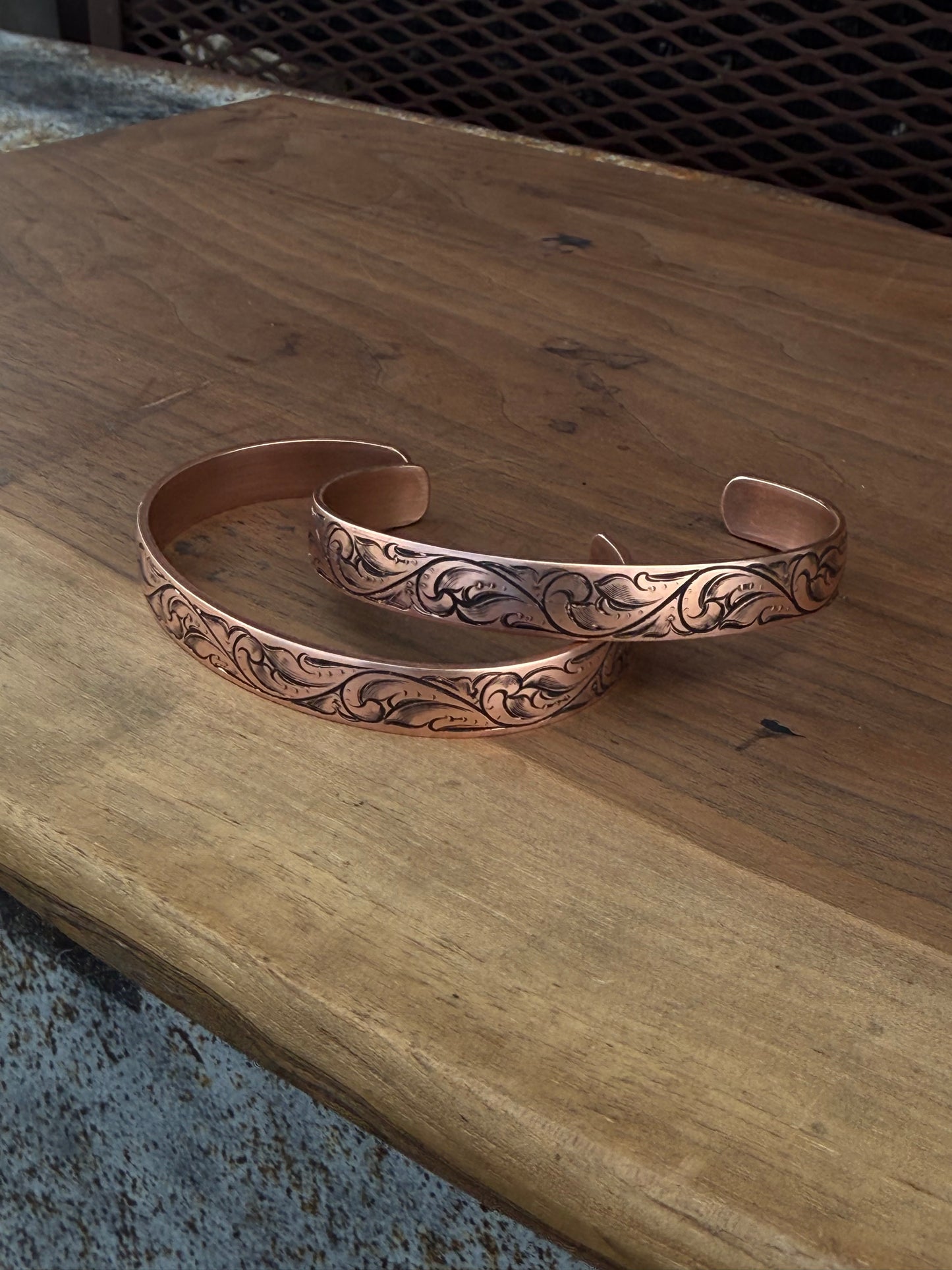 Made to order engraved copper bracelet
