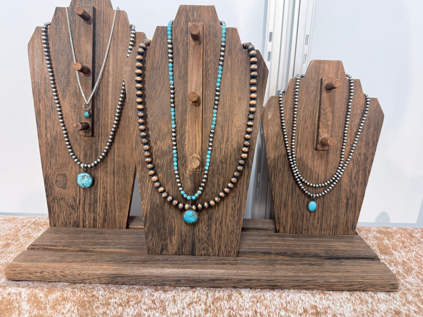 The Monet Sterling Silver Pearl Necklace with Genuine Turquoise Pendant