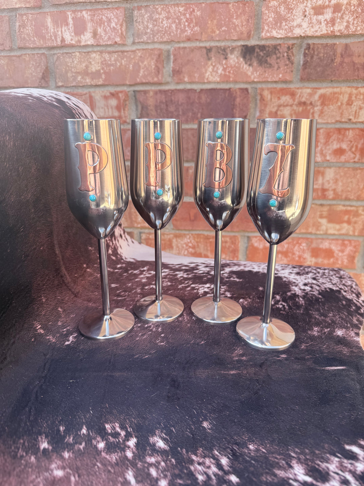 Custom Stainless Steel Wine Glass, Set of 2