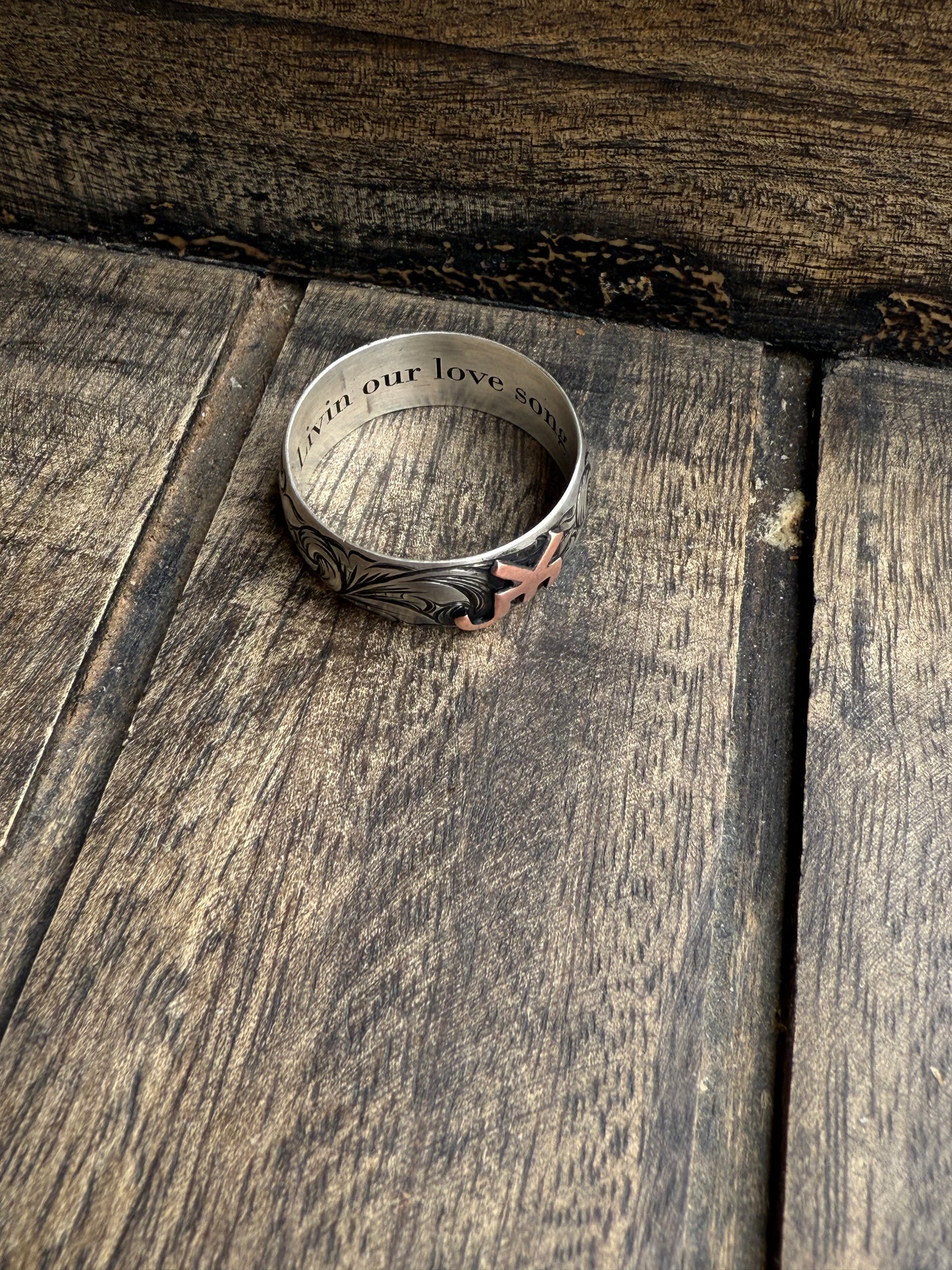 Mens engraved wedding band - Custom order
