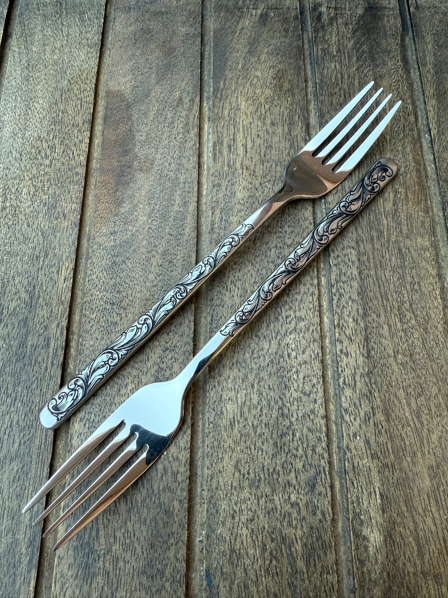 Engraved Cake Forks - Stainless Steel Wedding Cake Fork Set