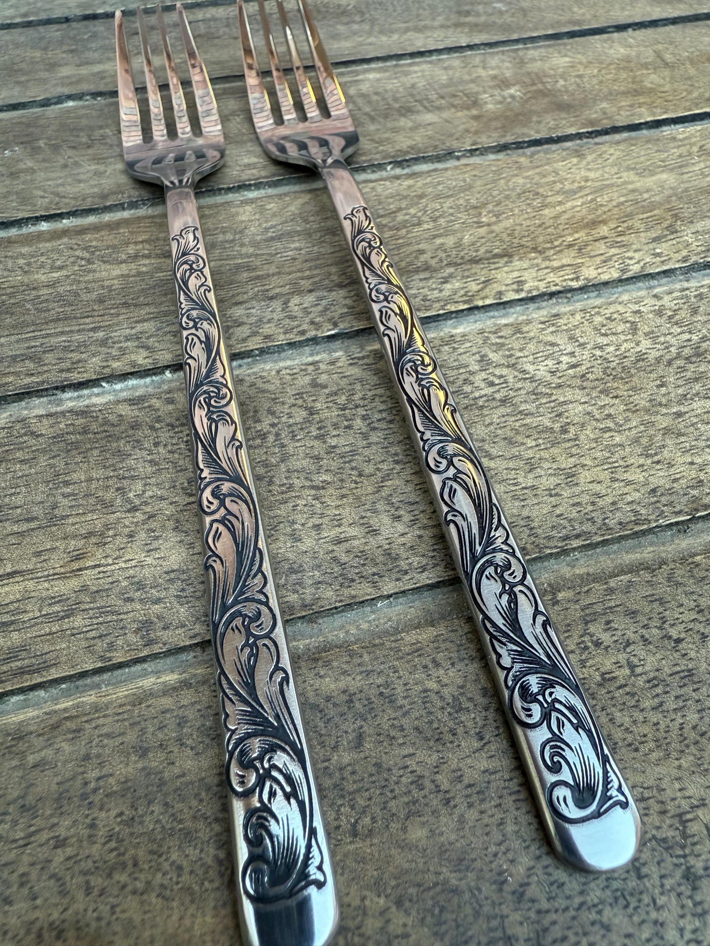Engraved Cake Forks - Stainless Steel Wedding Cake Fork Set