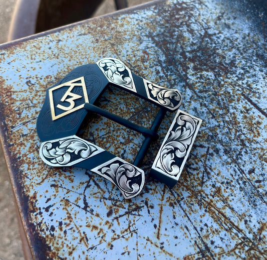 Custom Western Belt Buckle with deep relief engraving