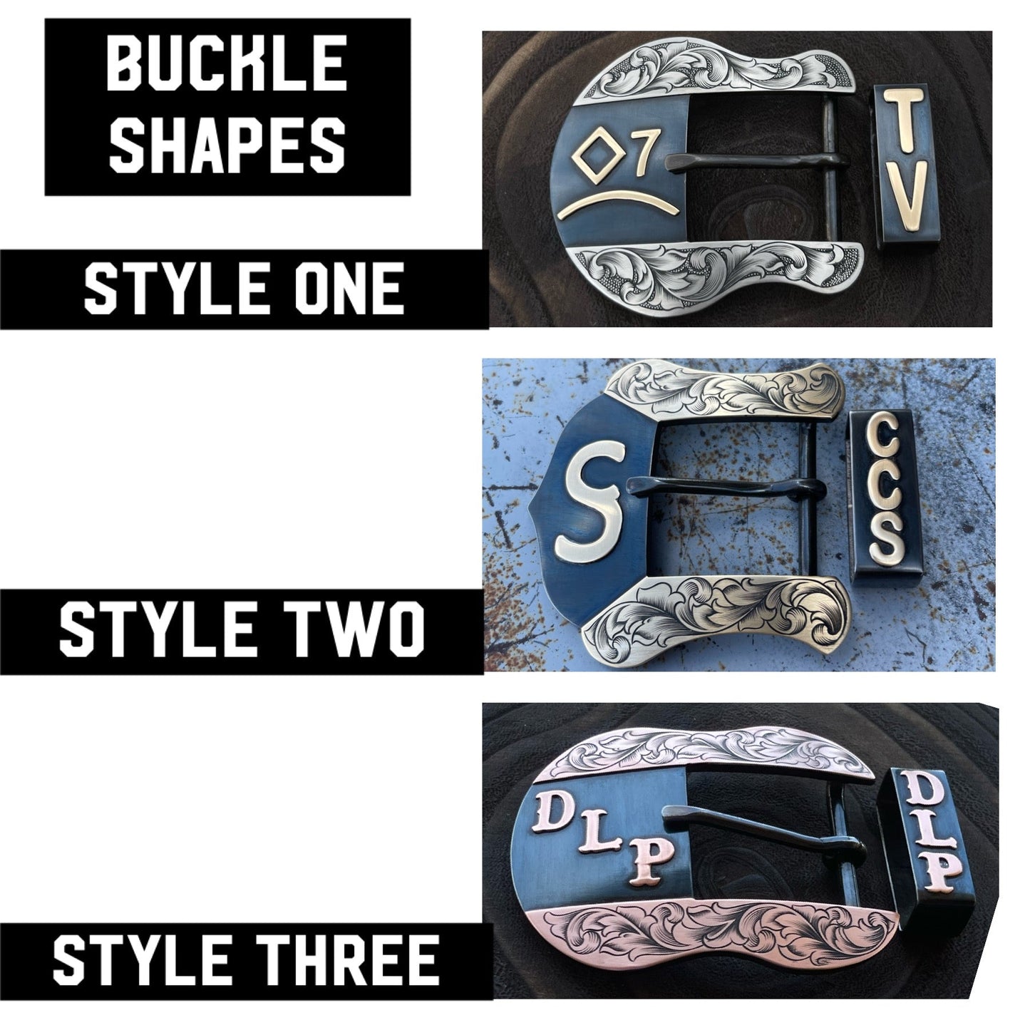Custom Western Belt Buckle - Boles Silver - Buckle shape options
