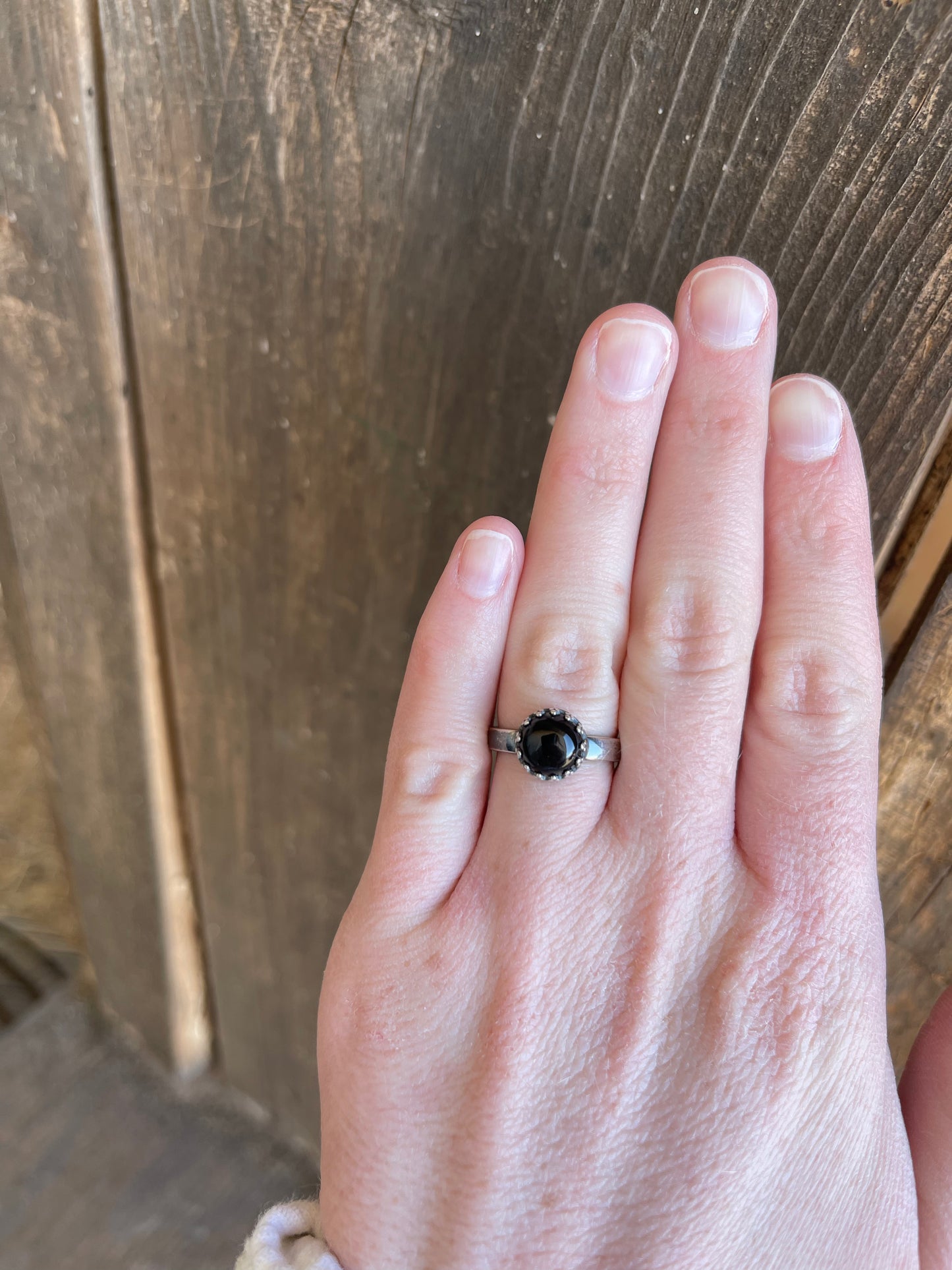 Midnight Valley Handmade Black Onyx and Sterling Silver Ring - Sizw 5