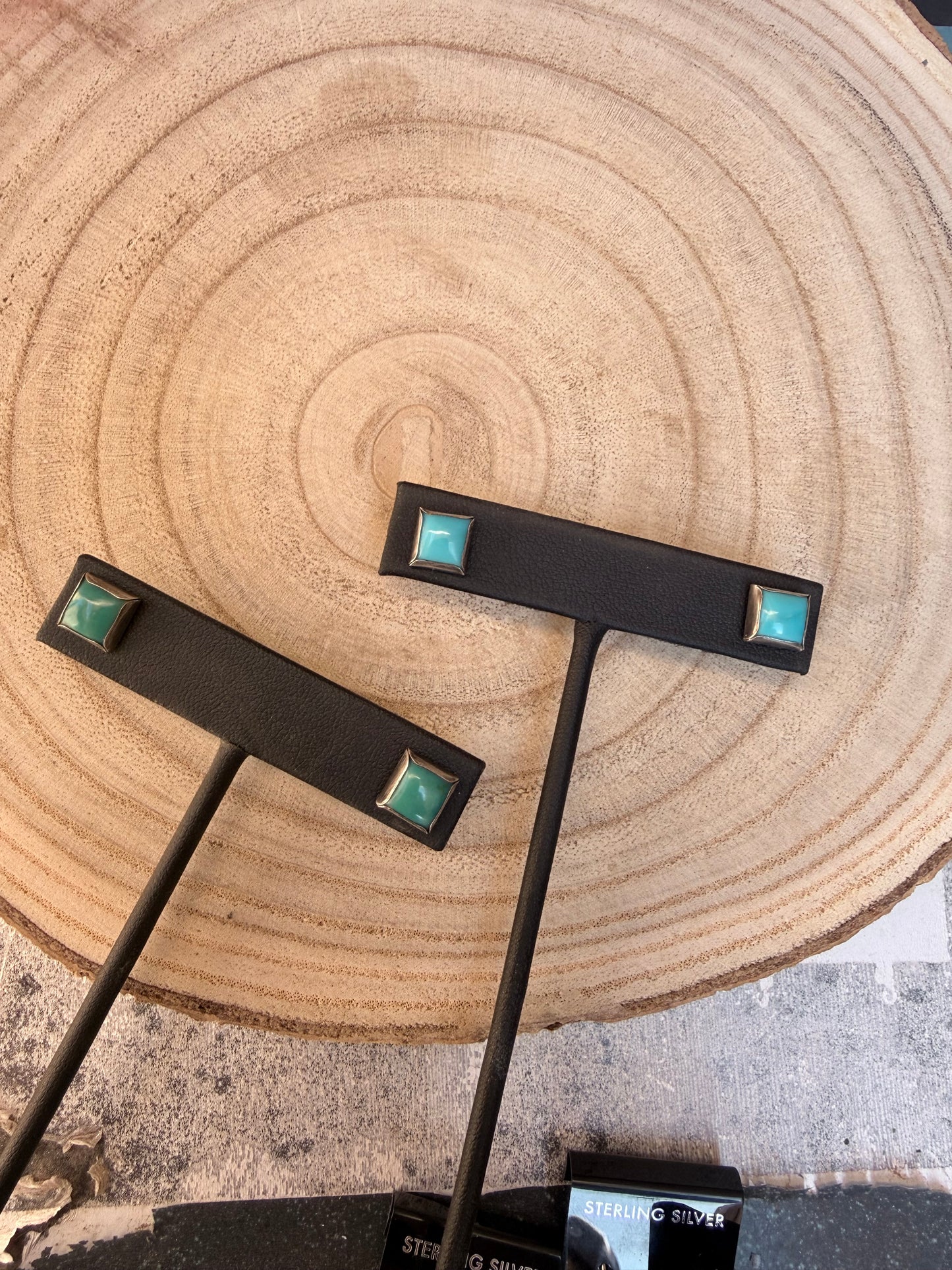 Kingman Turquoise Square Stud Earrings