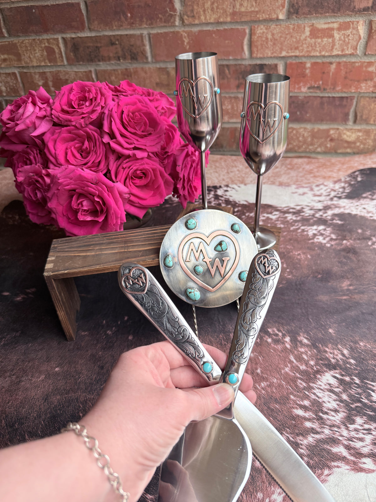 Handmade Western Wedding Cake Topper - Custom Order