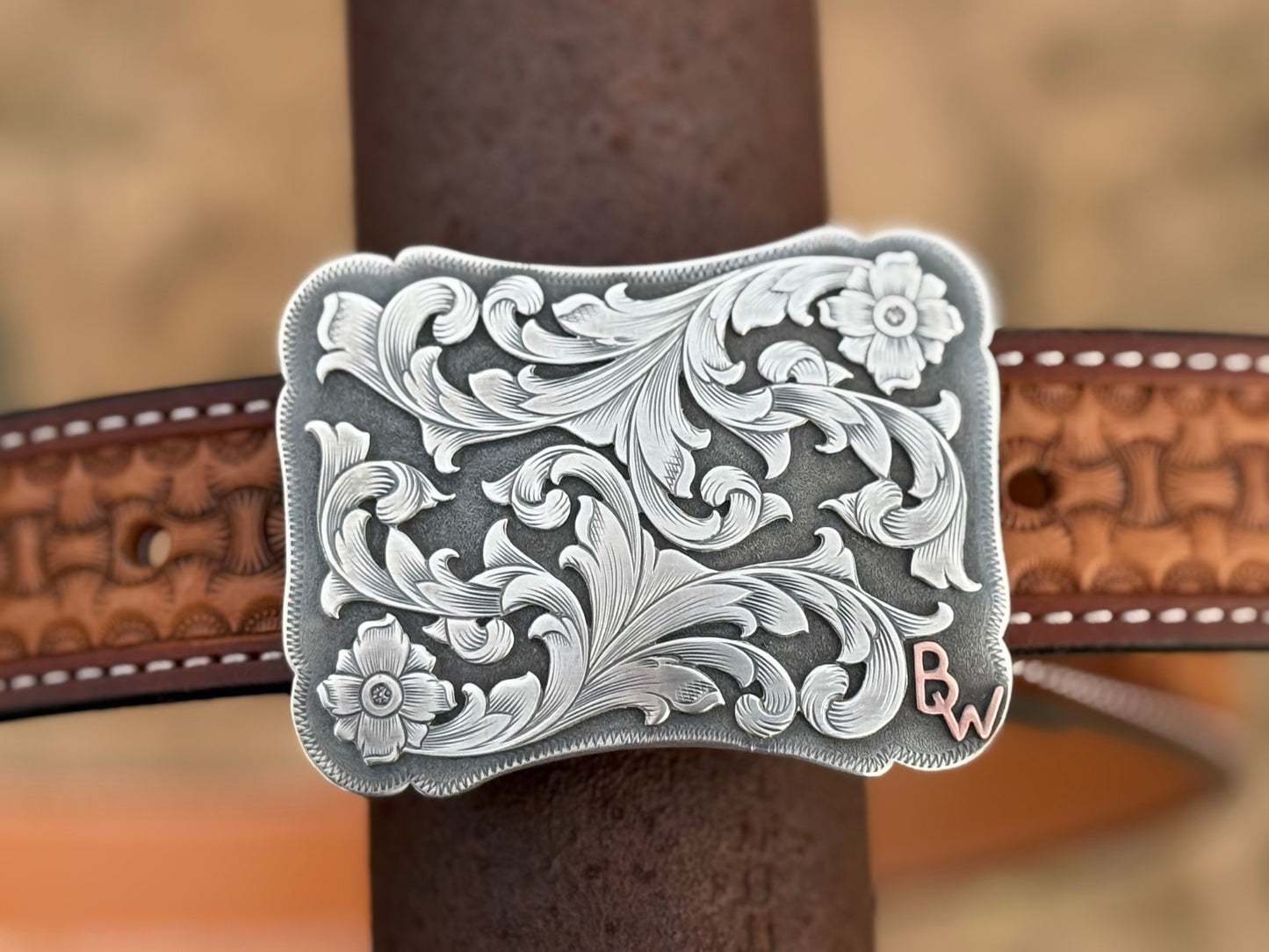 Custom Sterling Silver Trophy Style Belt Buckle