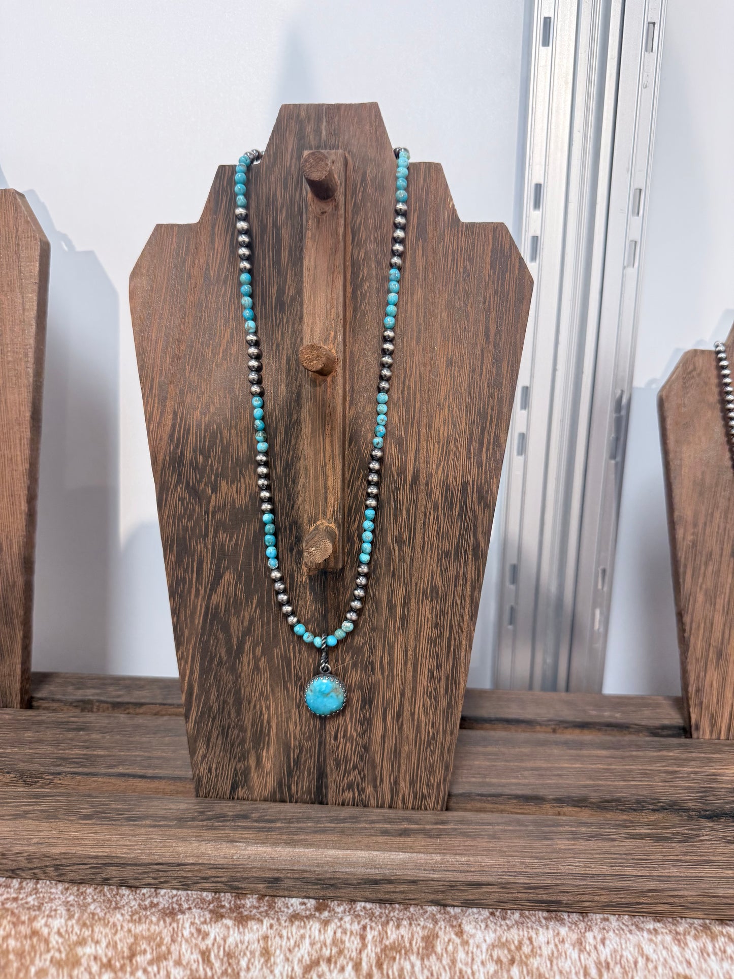 The Natalie Sterling Silver Pearl and Kingman Turquoise Beaded Necklace | 18.25 inches