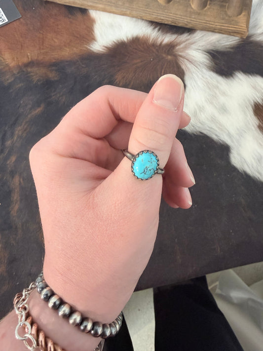 The Joli Ring - Handmade Sterling Silver Kingman Turquoise Oval Ring | Size 7