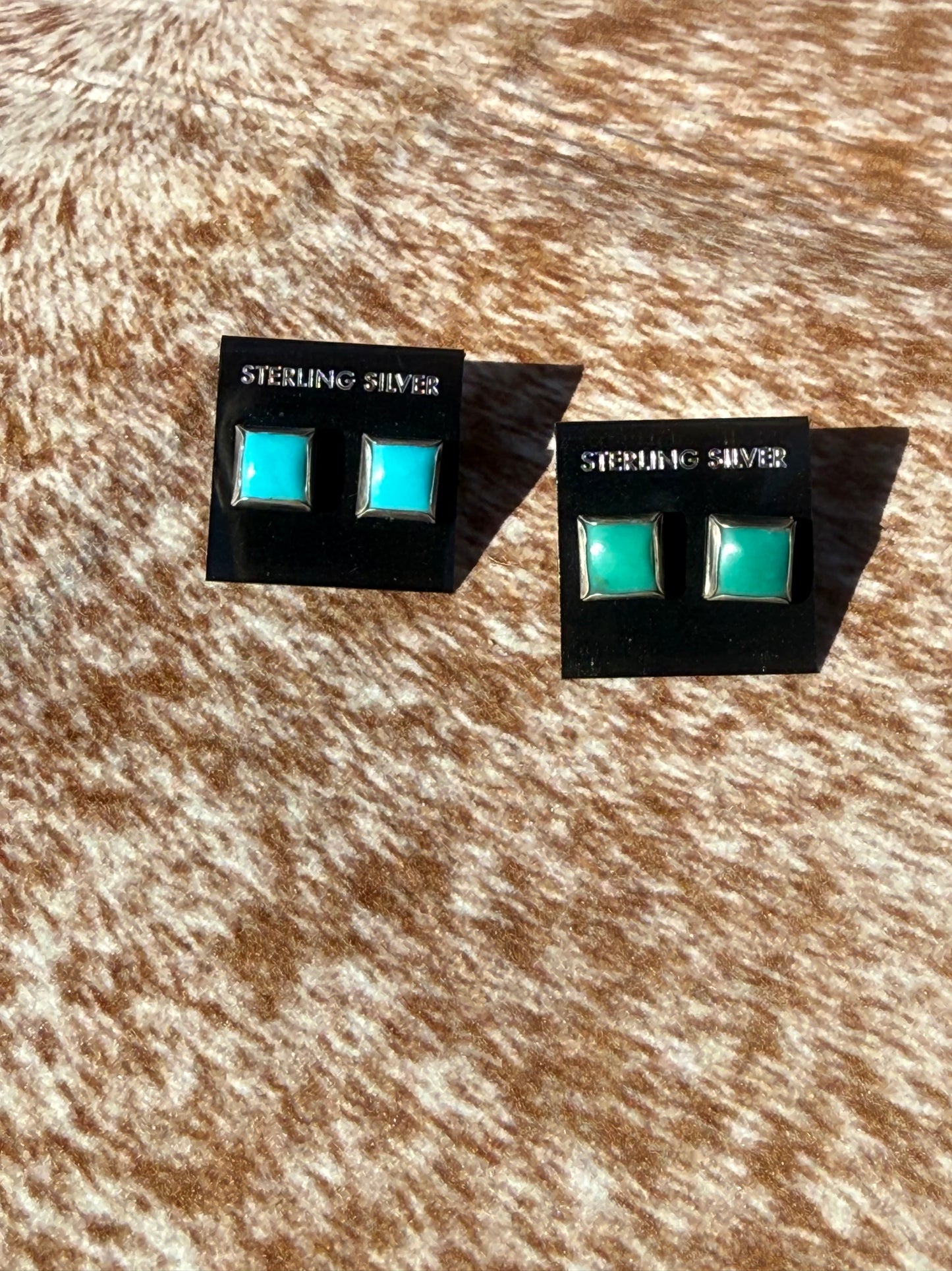 Kingman Turquoise Square Stud Earrings