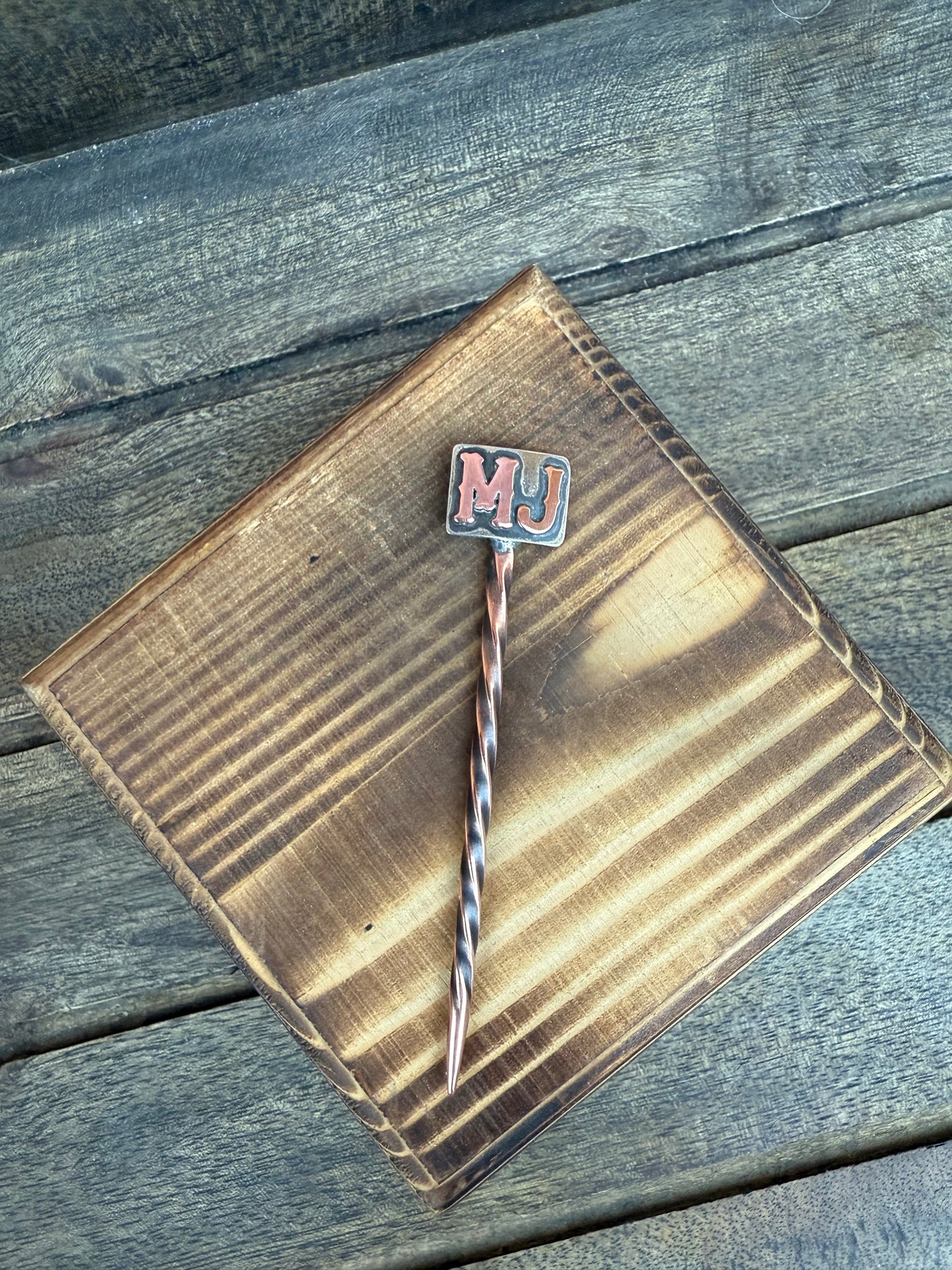 Custom Brand Cowboy Toothpick - Handmade Hat Pin With Genuine Turquoise