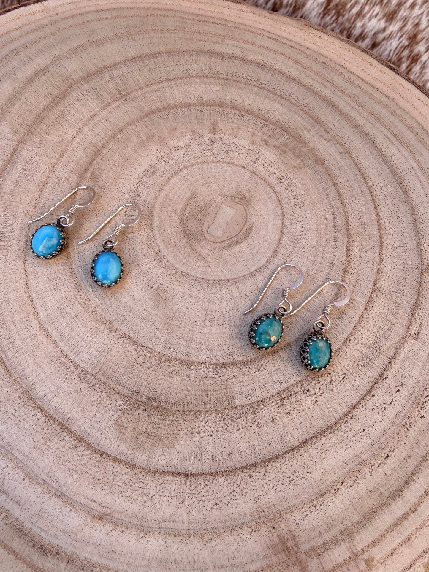 Crown Bezel Oval Drop Earrings | Kingman Turquoise + .925 Sterling