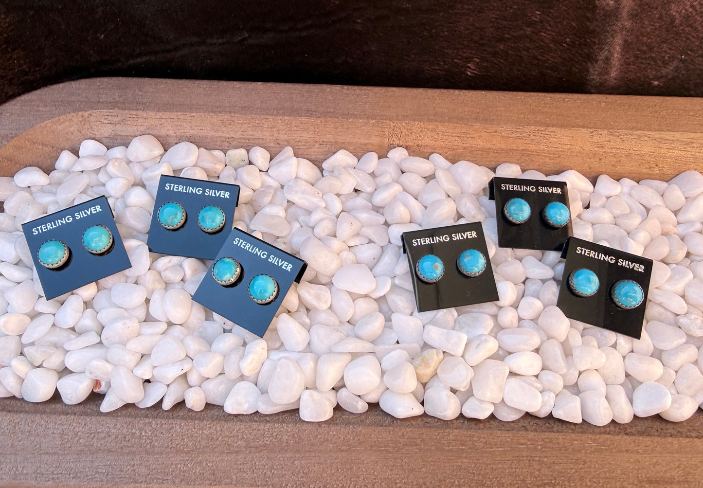 Round Kingman Turquoise Stud Earrings