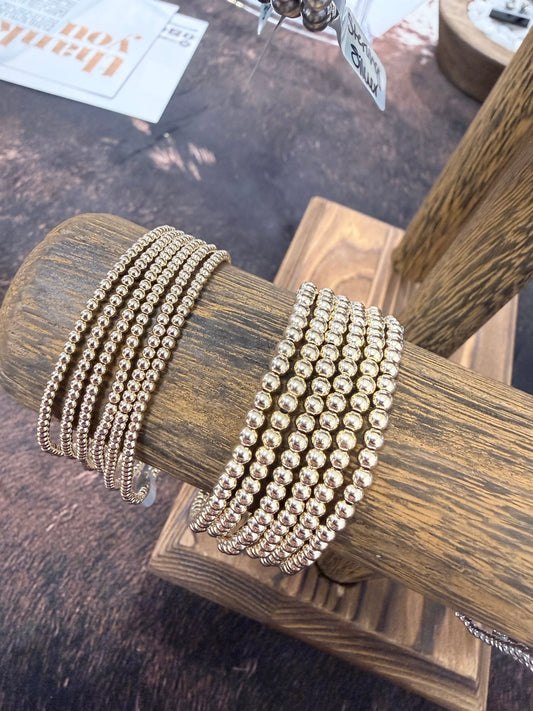 Gold beaded stretch bracelet 2mm