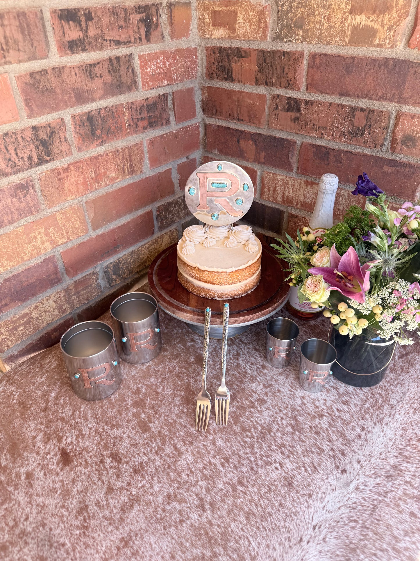 Handmade Western Wedding Cake Topper - Custom Order