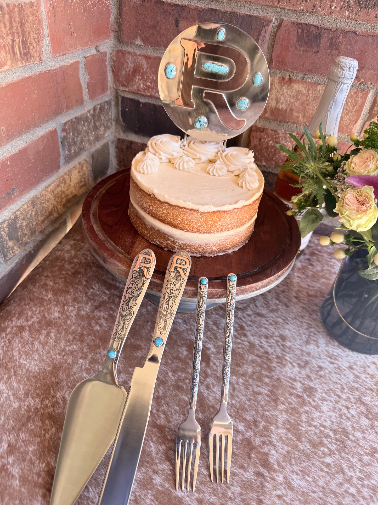 Handmade Western Wedding Cake Topper - Custom Order