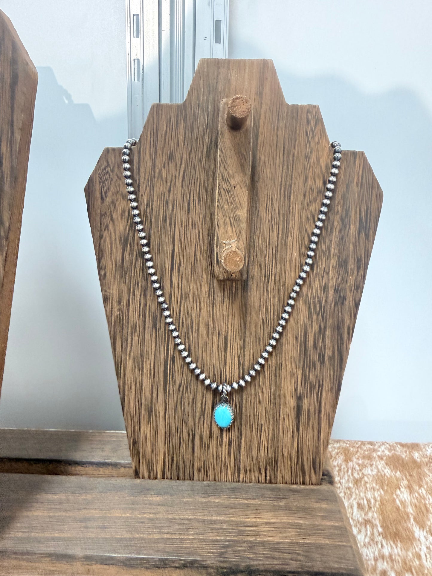 The Monet Sterling Silver Pearl Necklace with Genuine Turquoise Pendant