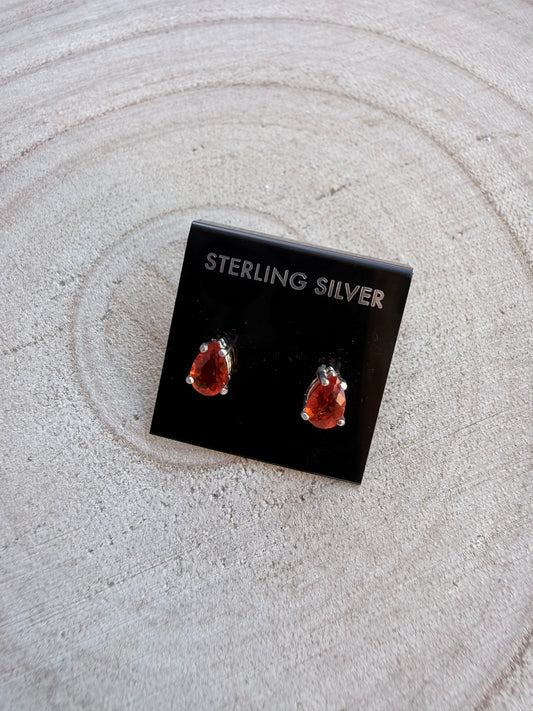 Mexican Fire Opal Stud Earring | .925 sterling Silver