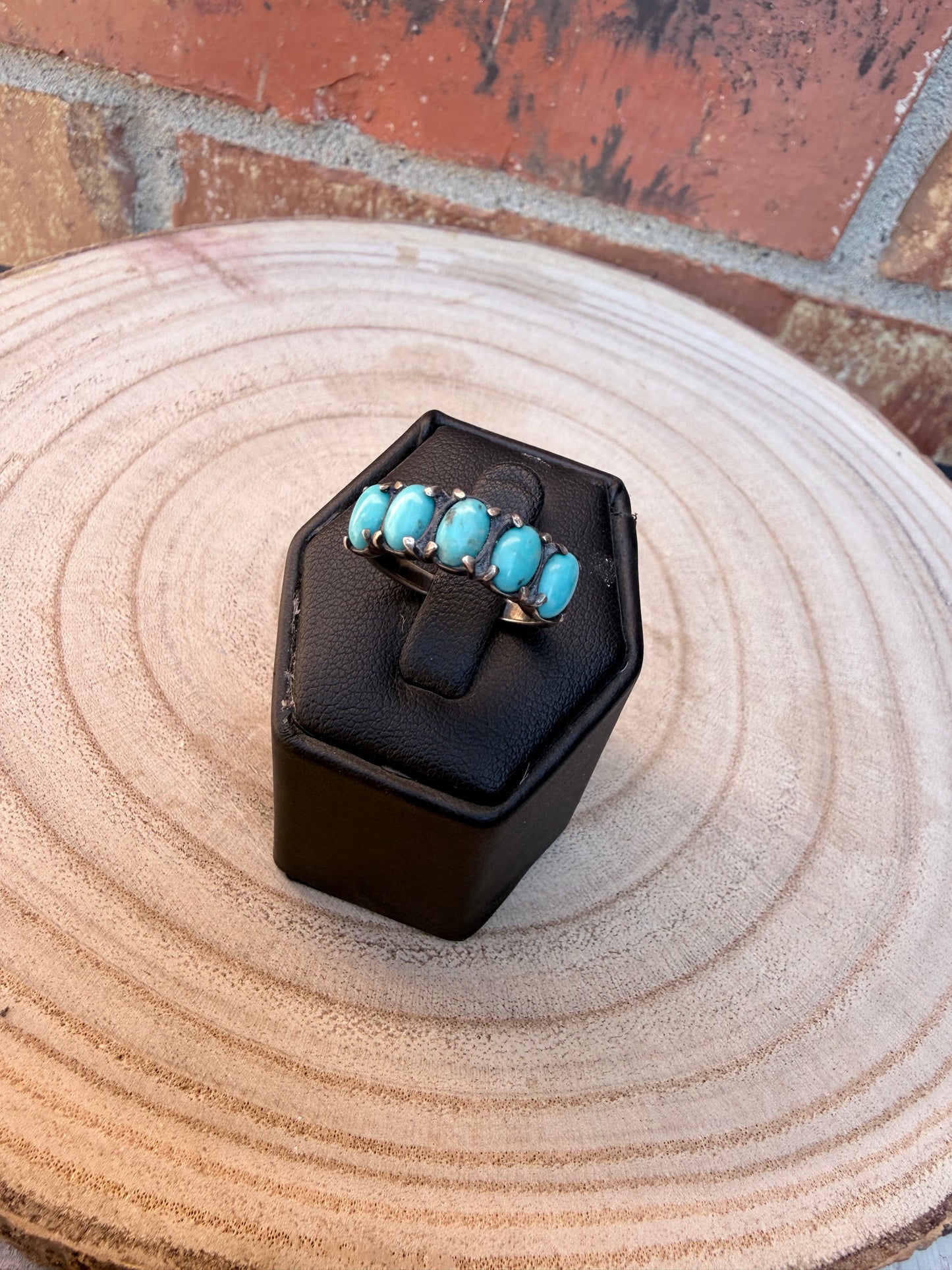 Animas Ring - Genuine Turquoise, Sterling Silver 5 Stone Ring Size 7 | Boles Silver