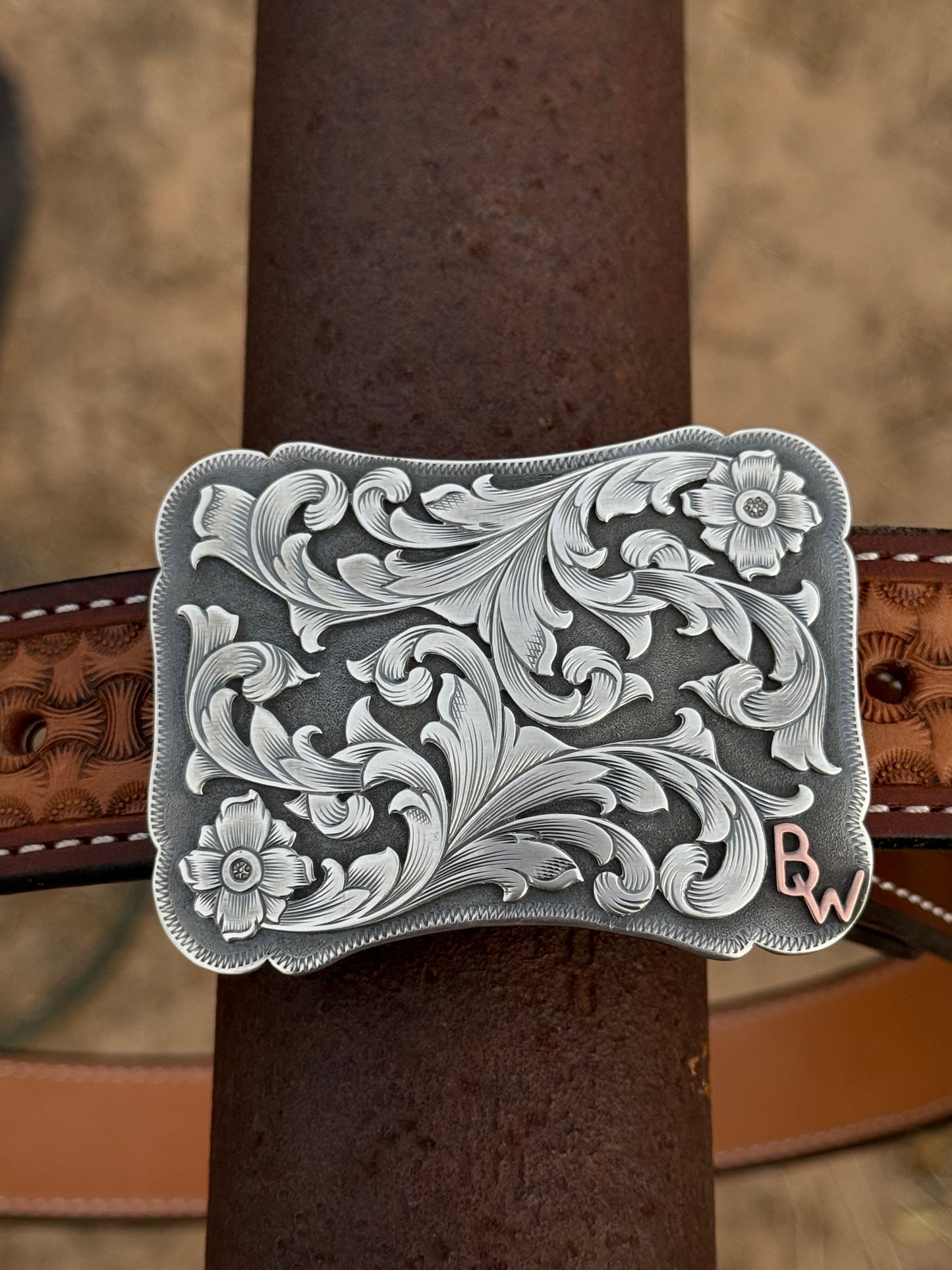 Custom Sterling Silver Trophy Style Belt Buckle