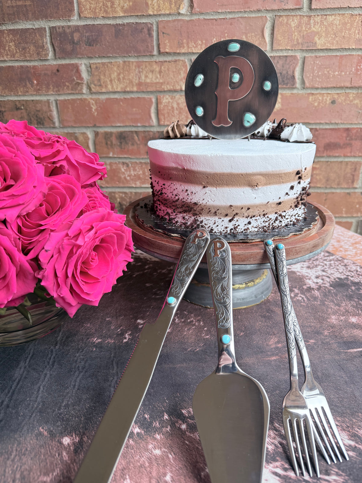 Handmade Western Wedding Cake Topper - Custom Order
