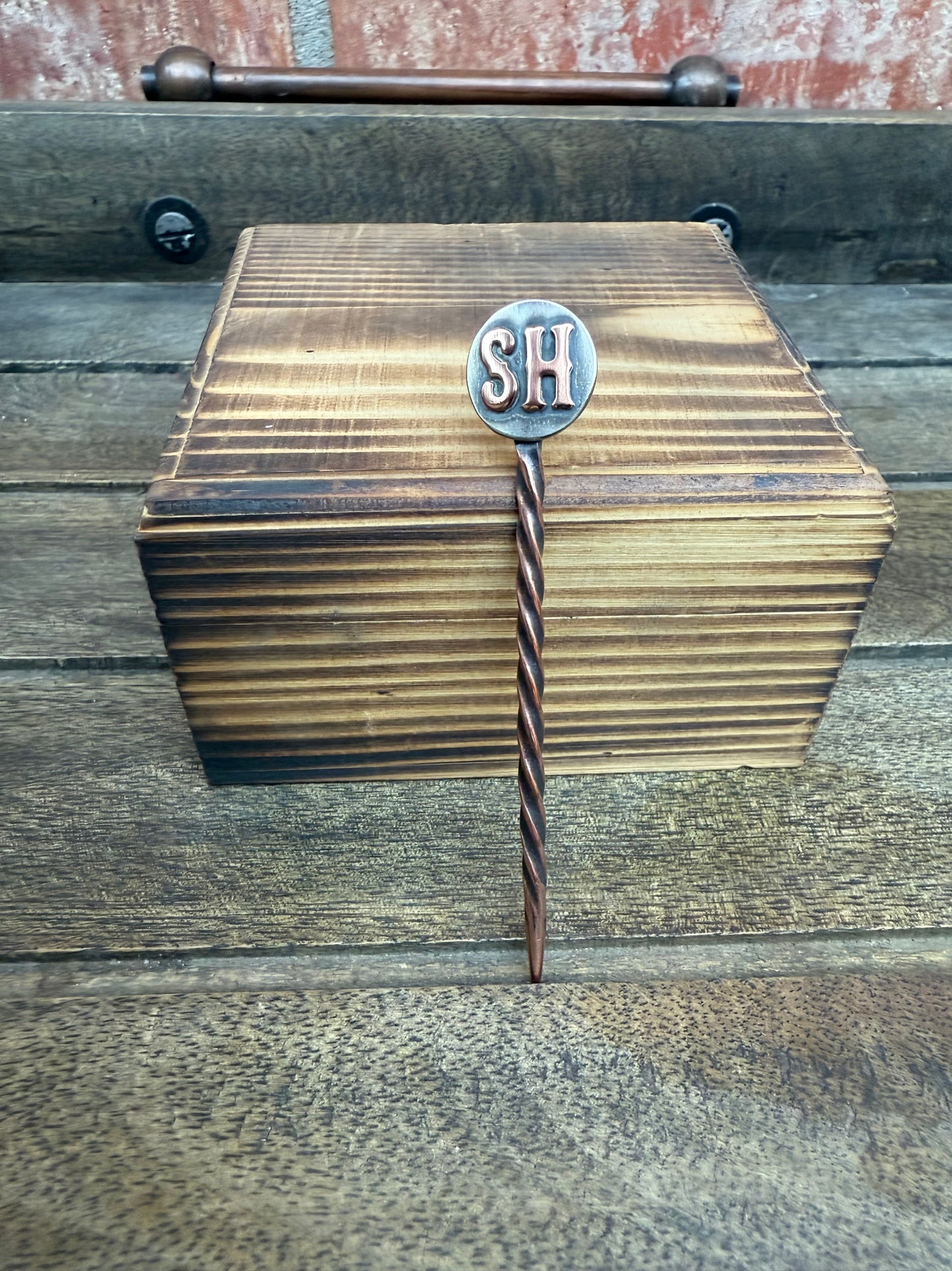 Custom Brand Cowboy Toothpick - Handmade Hat Pin With Genuine Turquoise