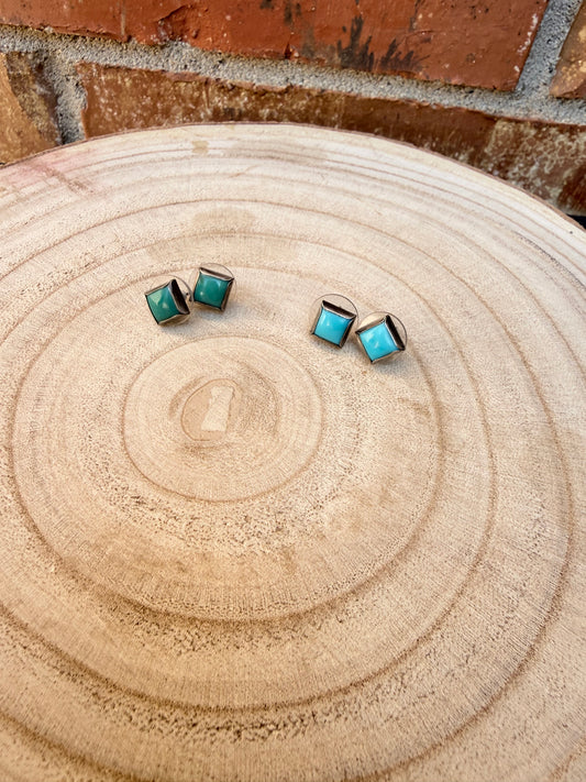 Kingman Turquoise Square Stud Earrings