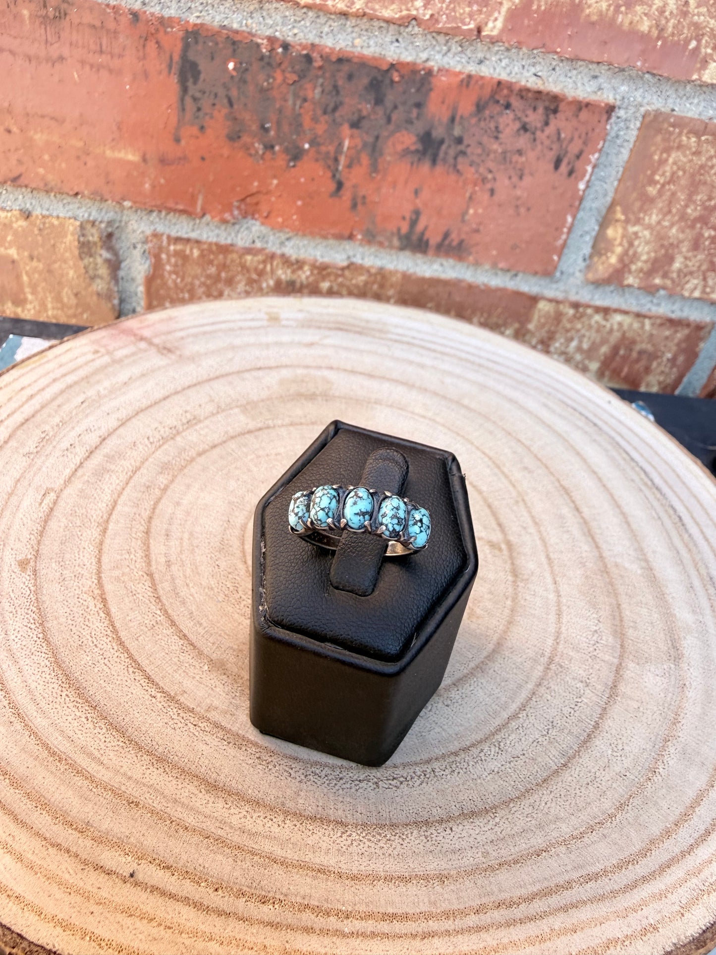 Animas Ring - Genuine Turquoise, Sterling Silver 5 Stone Ring Size 7 | Boles Silver