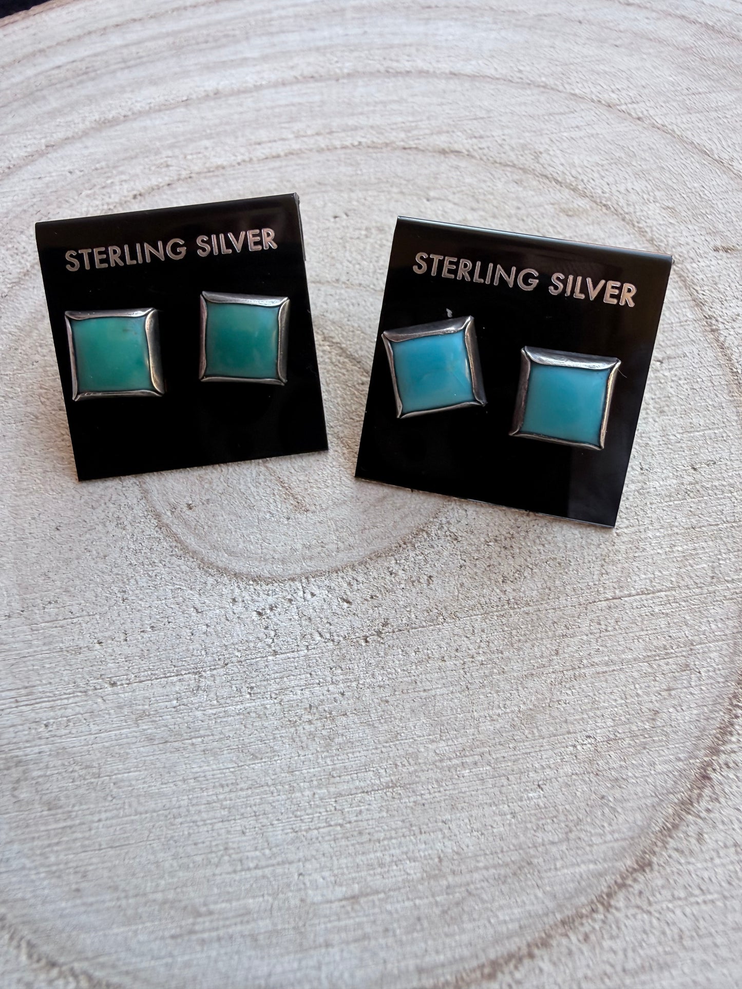 Kingman Turquoise Square Stud Earrings