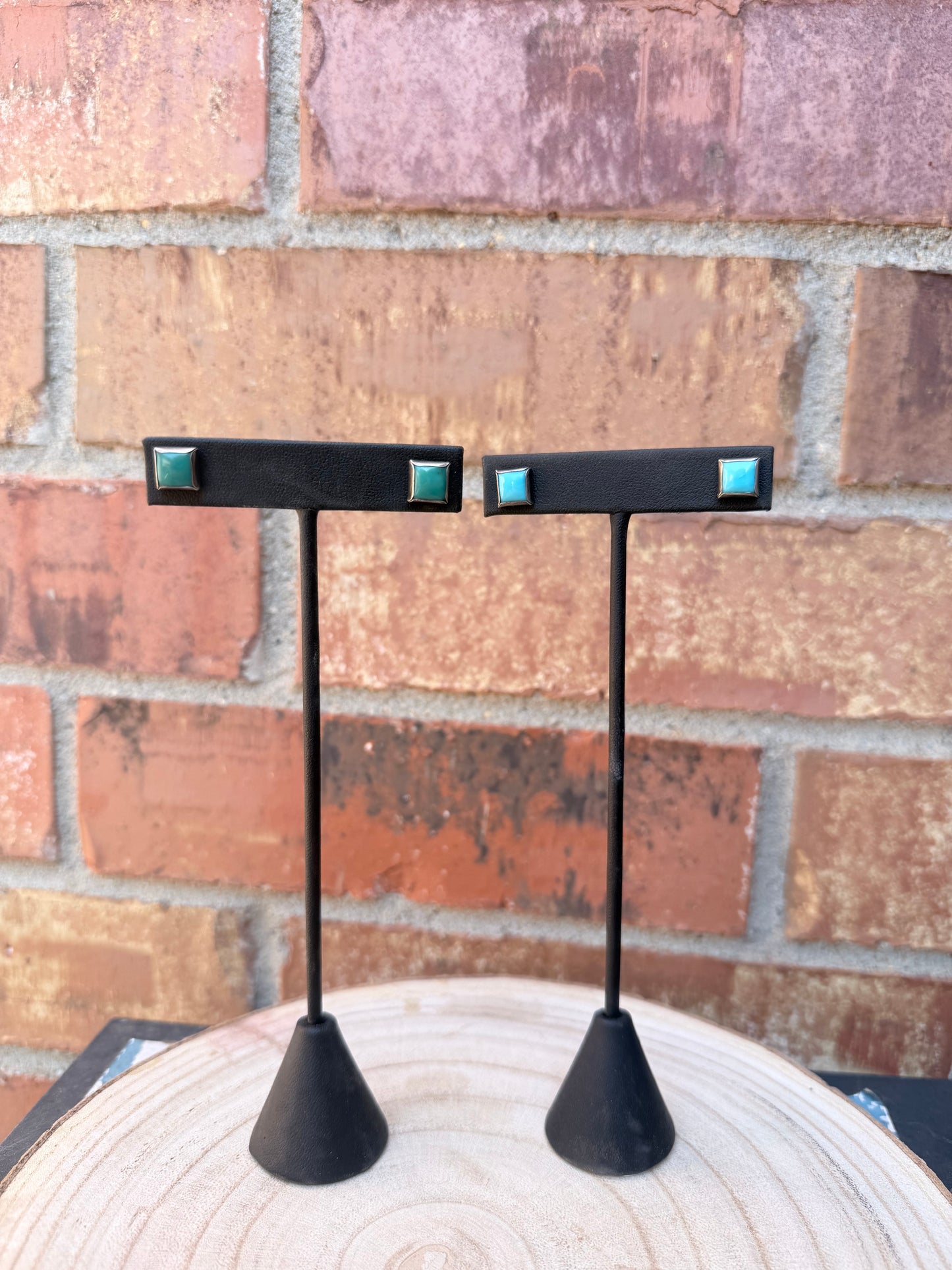 Kingman Turquoise Square Stud Earrings