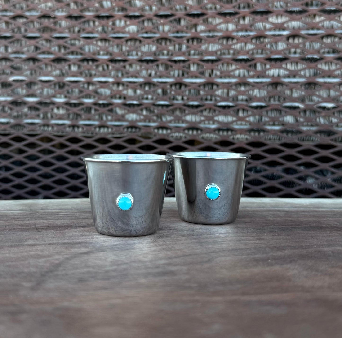 Genuine Turquoise 1.5 Ounce Stainless Shot Glass - Set of 2 | Boles Silver