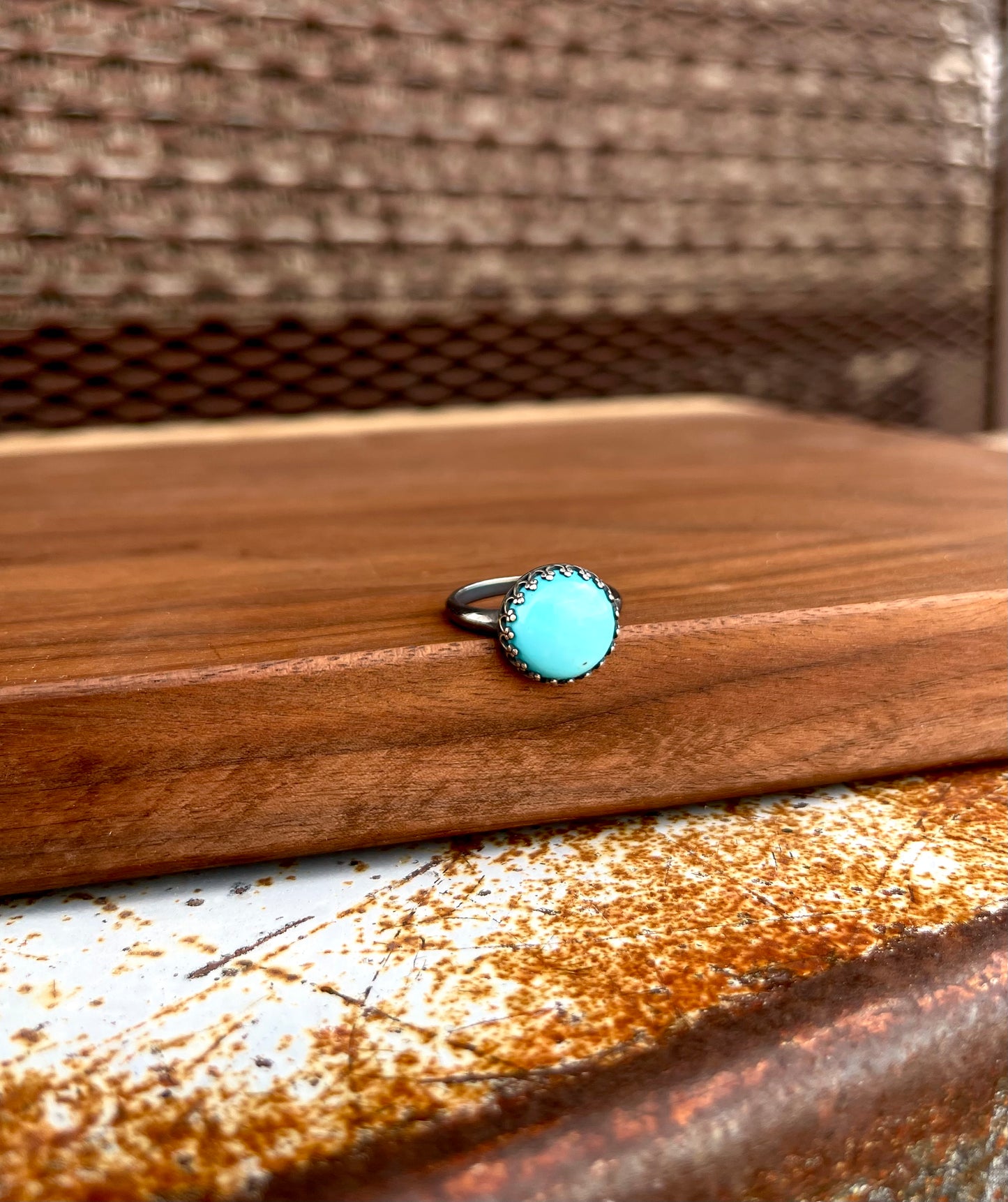 Elaine Turquoise Ring - Genuine Turquoise Sterling Silver Size 8 | Boles Silver