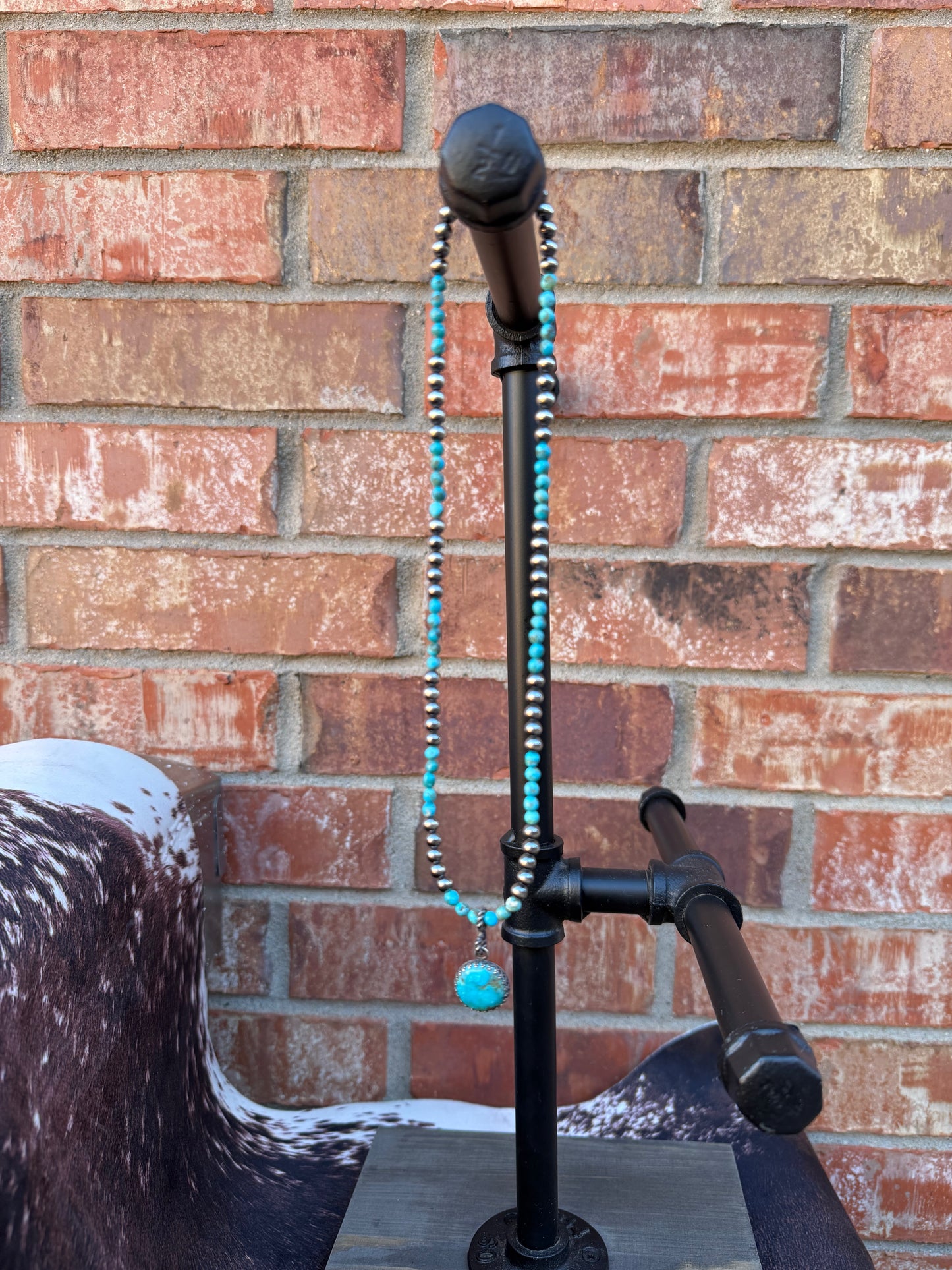 The Natalie Sterling Silver Pearl and Kingman Turquoise Beaded Necklace | 18.25 inches