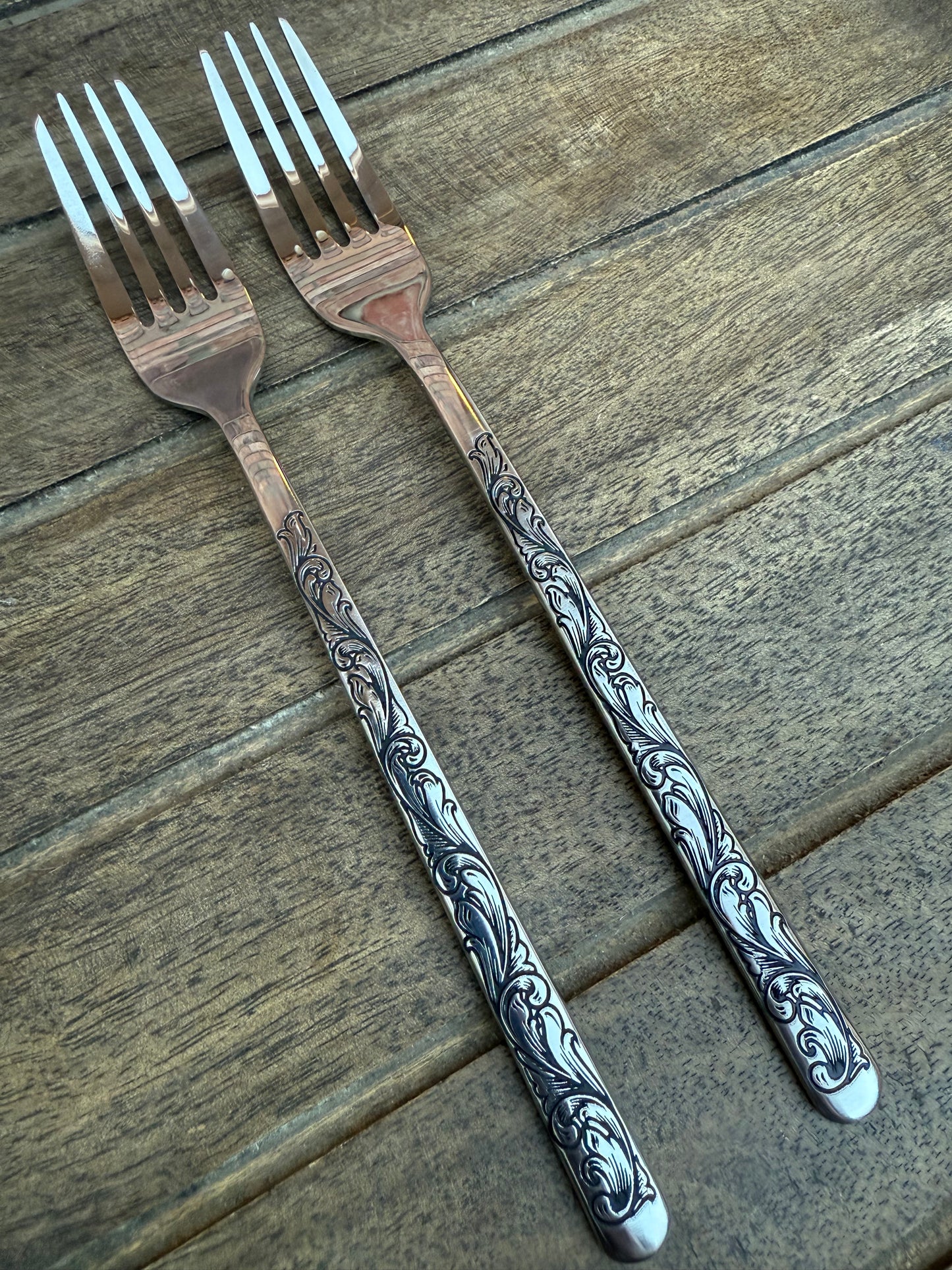 Engraved Cake Forks - Stainless Steel Wedding Cake Fork Set