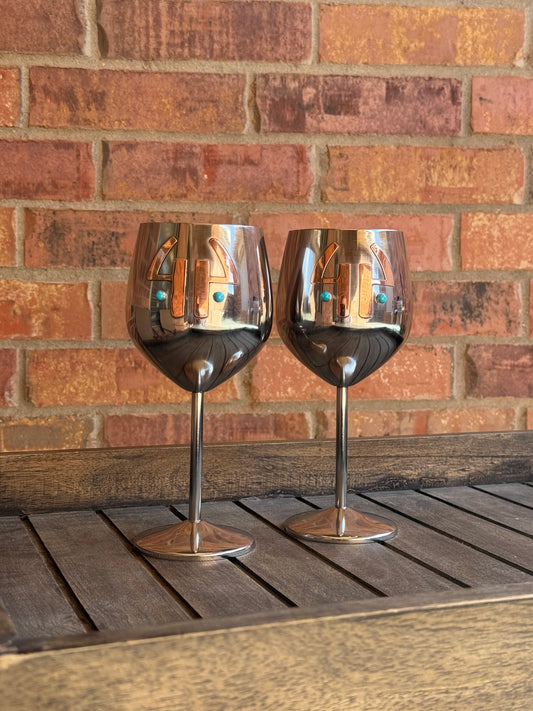 Custom Stainless Steel Wine Glass, Set of 2