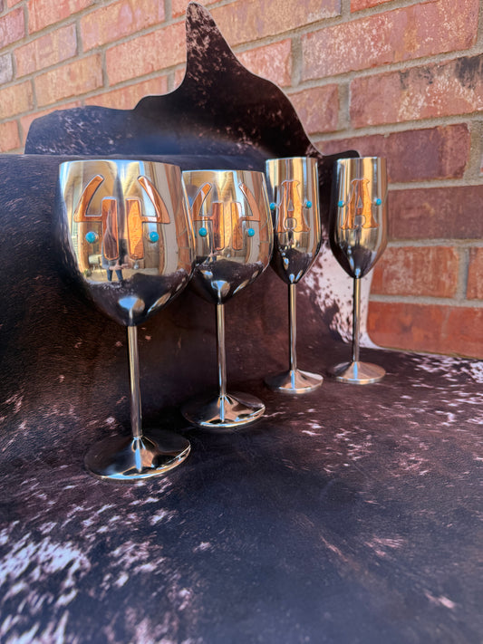 Custom Stainless Steel Wine Glass, Set of 2