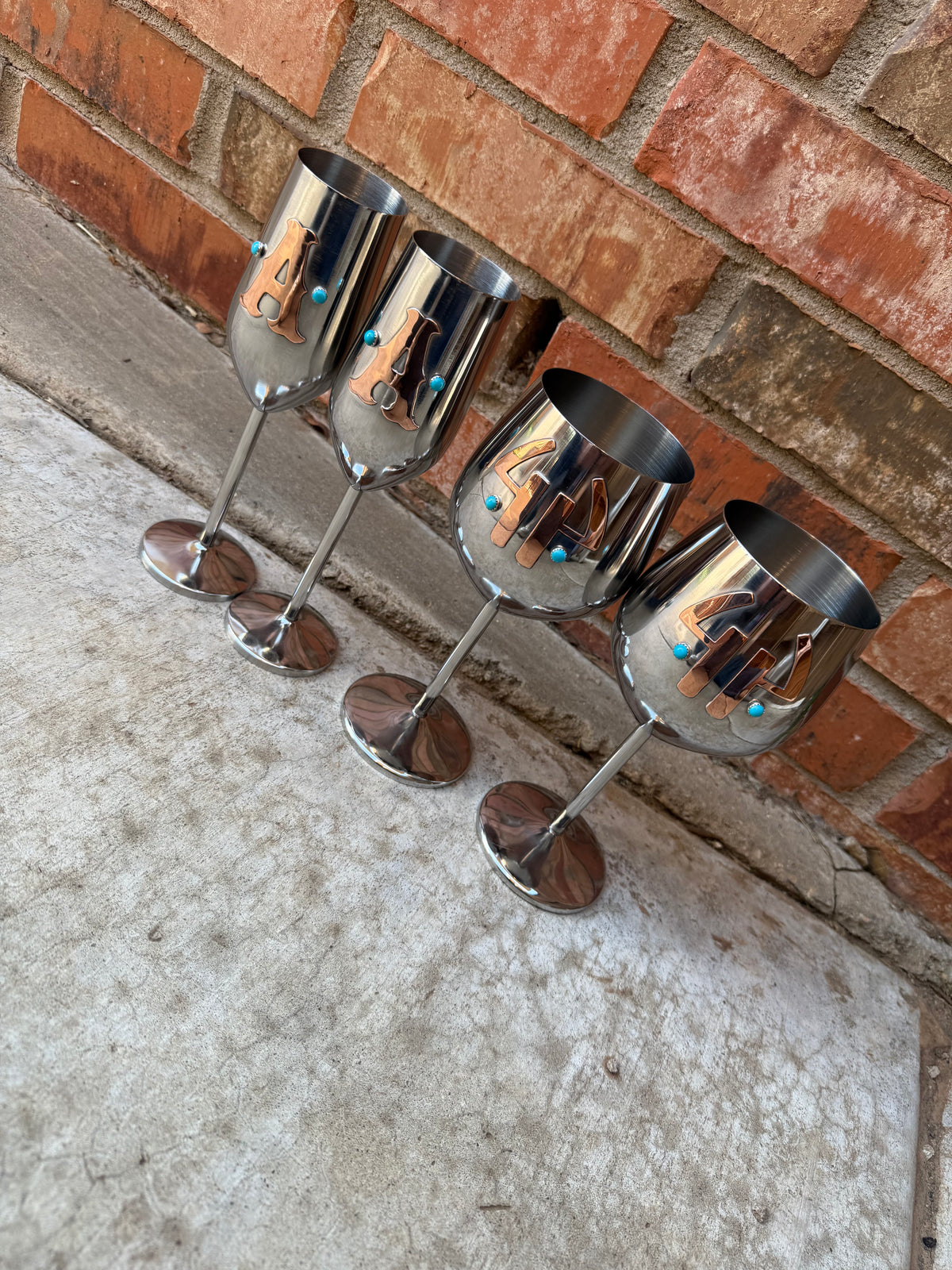 Custom Stainless Steel Wine Glass, Set of 2