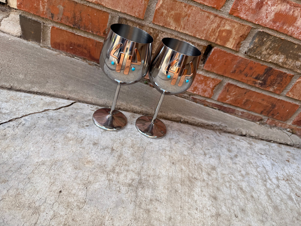 Custom Stainless Steel Wine Glass, Set of 2