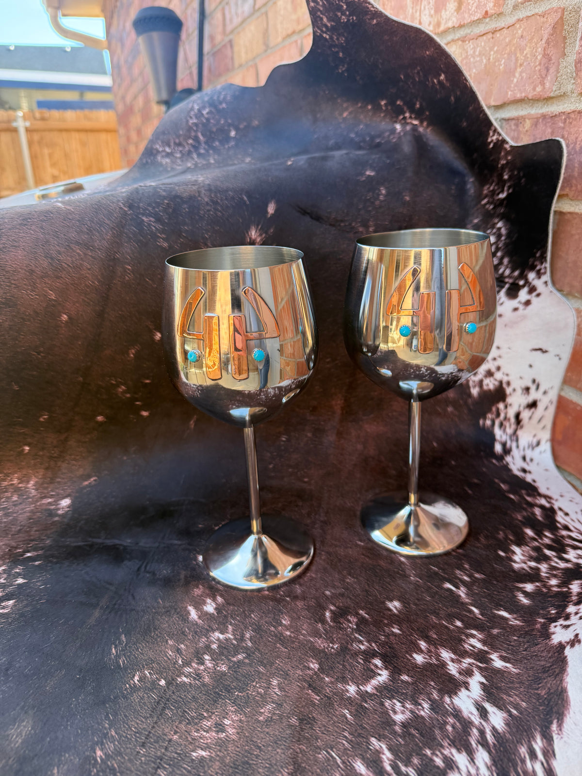 Custom Stainless Steel Wine Glass, Set of 2