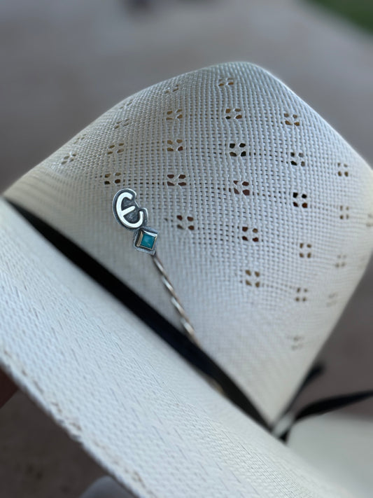 silver toothpick with genuine turquoise