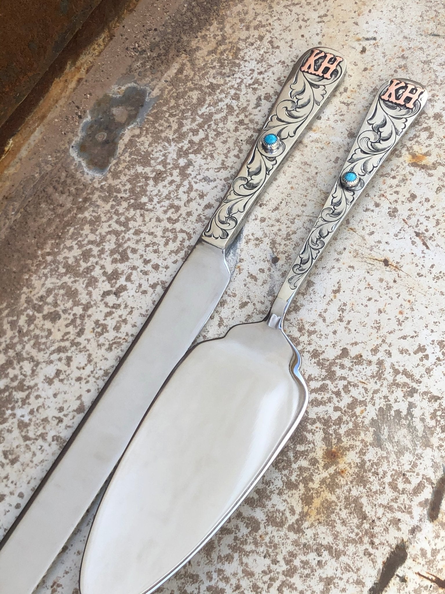 Wedding cake server set Turquoise wedding Wedding cake server Turquoise and grey wedding Engraved wedding cake popular server Cake server wedding