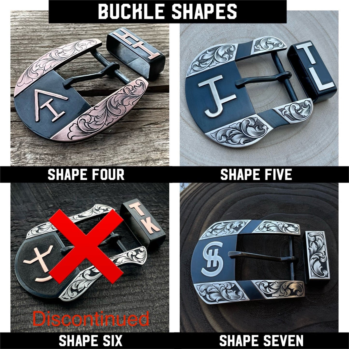 Custom Western Belt Buckle - Boles Silver - Buckle shape options